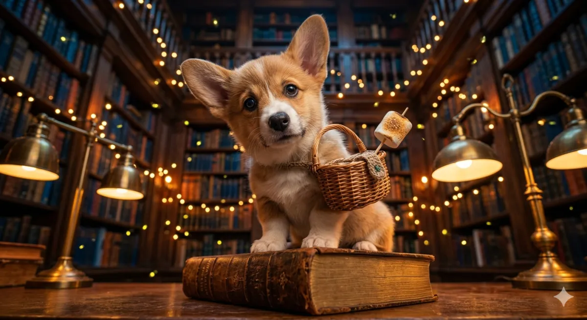 Puppy in de Bibliotheek